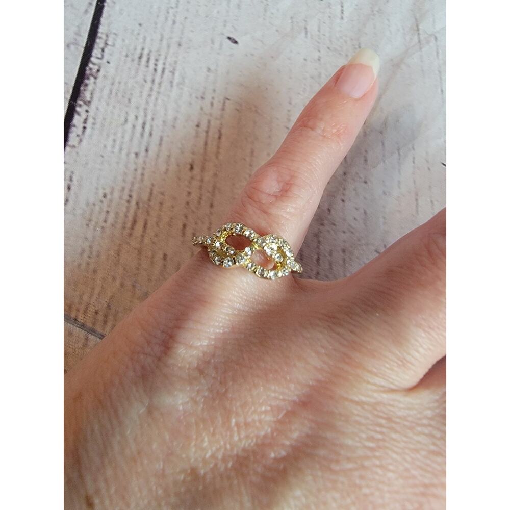 Gold Tone Infinity Gem Stone Ring New Size 6
